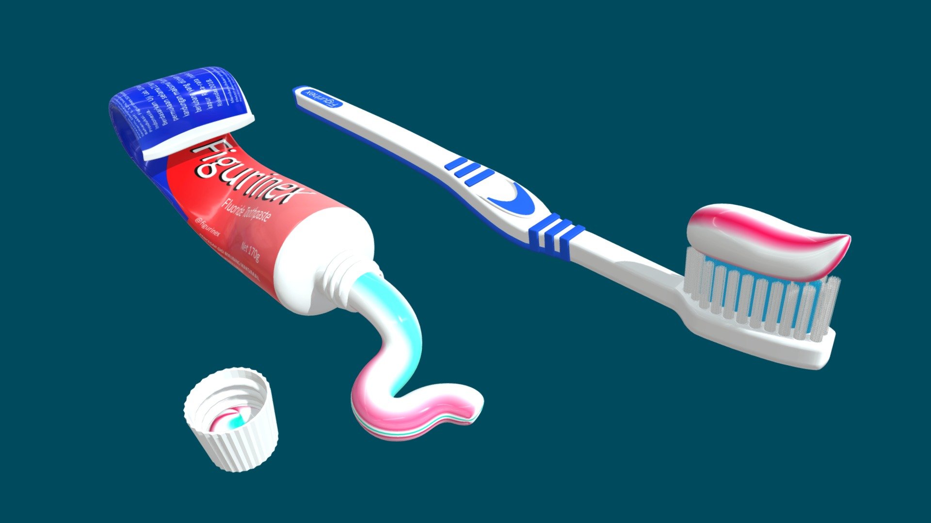 Toothpaste and Toothbrush 002 3d model