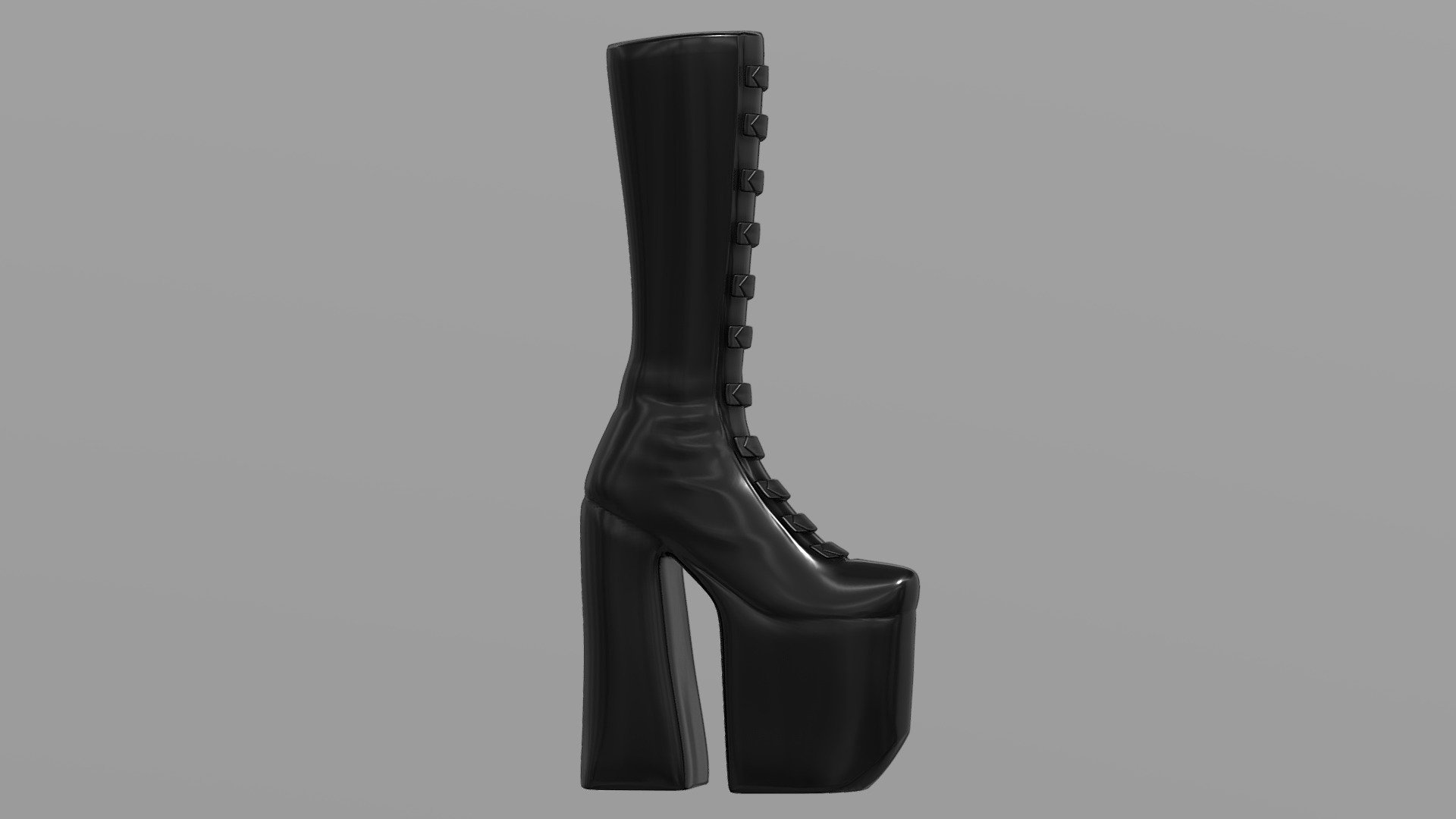 Platform boots / High heels / Gothic shoes 3d model