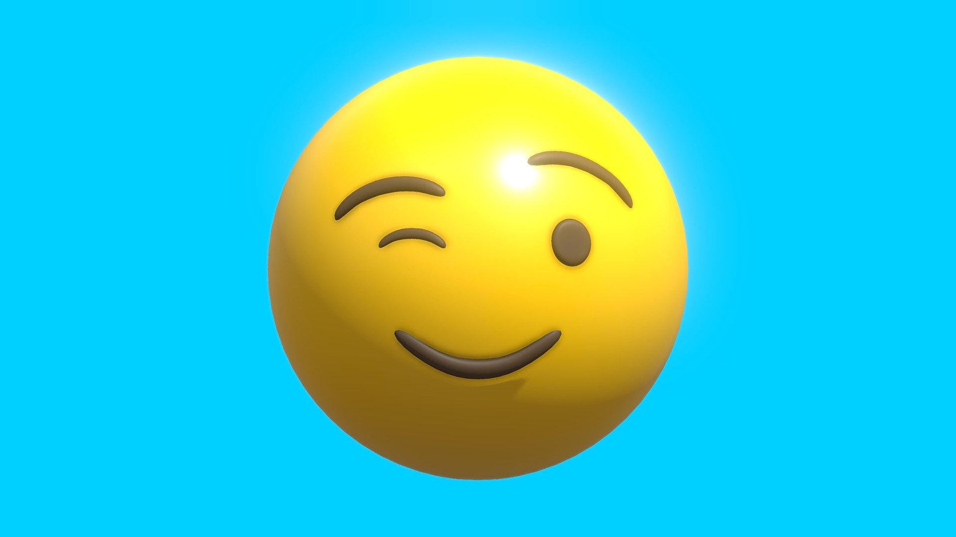 Wink Face Emoticon Emoji or Smiley 3d model