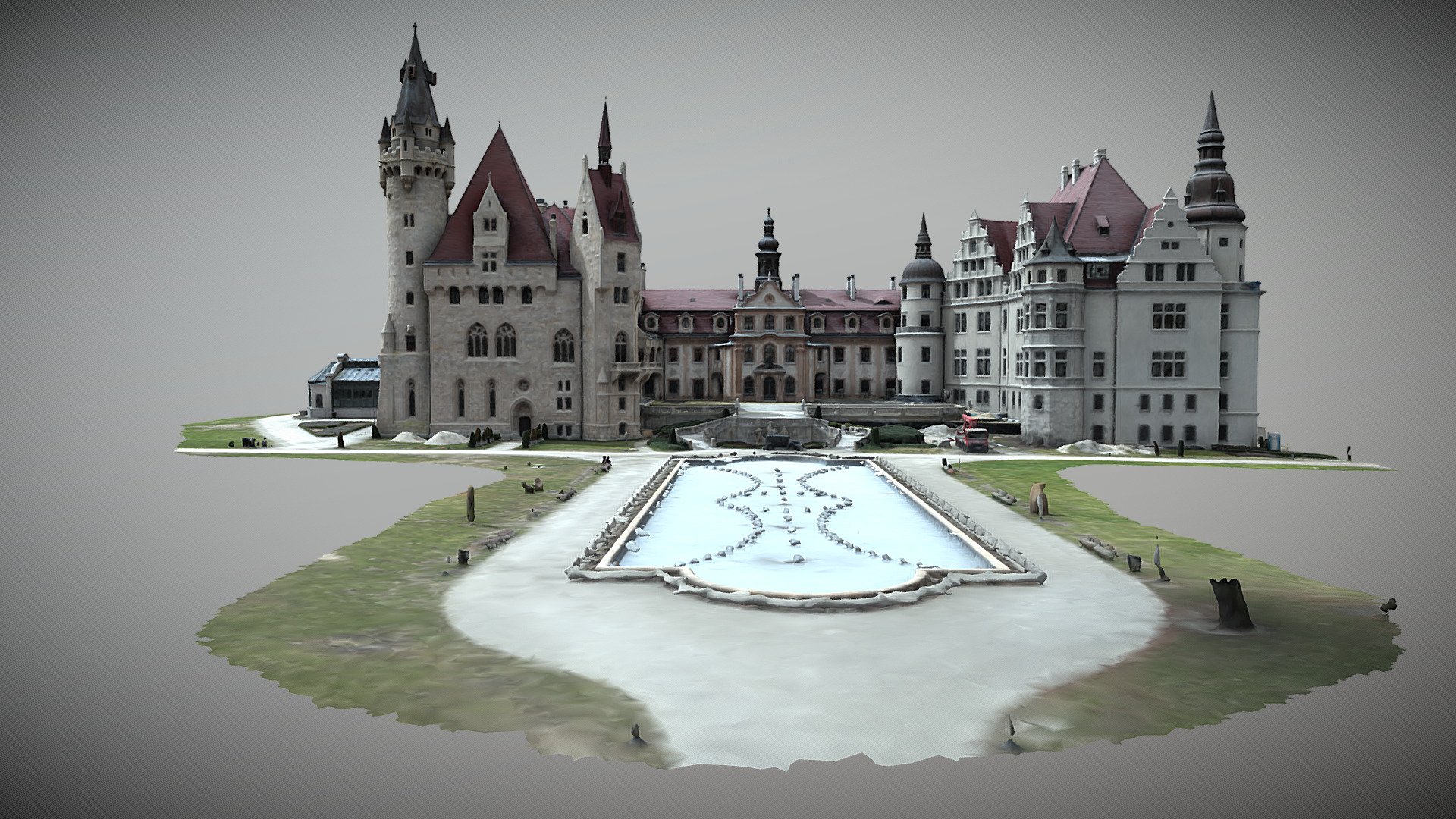 Moszna Castle: Example of Eclectic Architecture 3d model