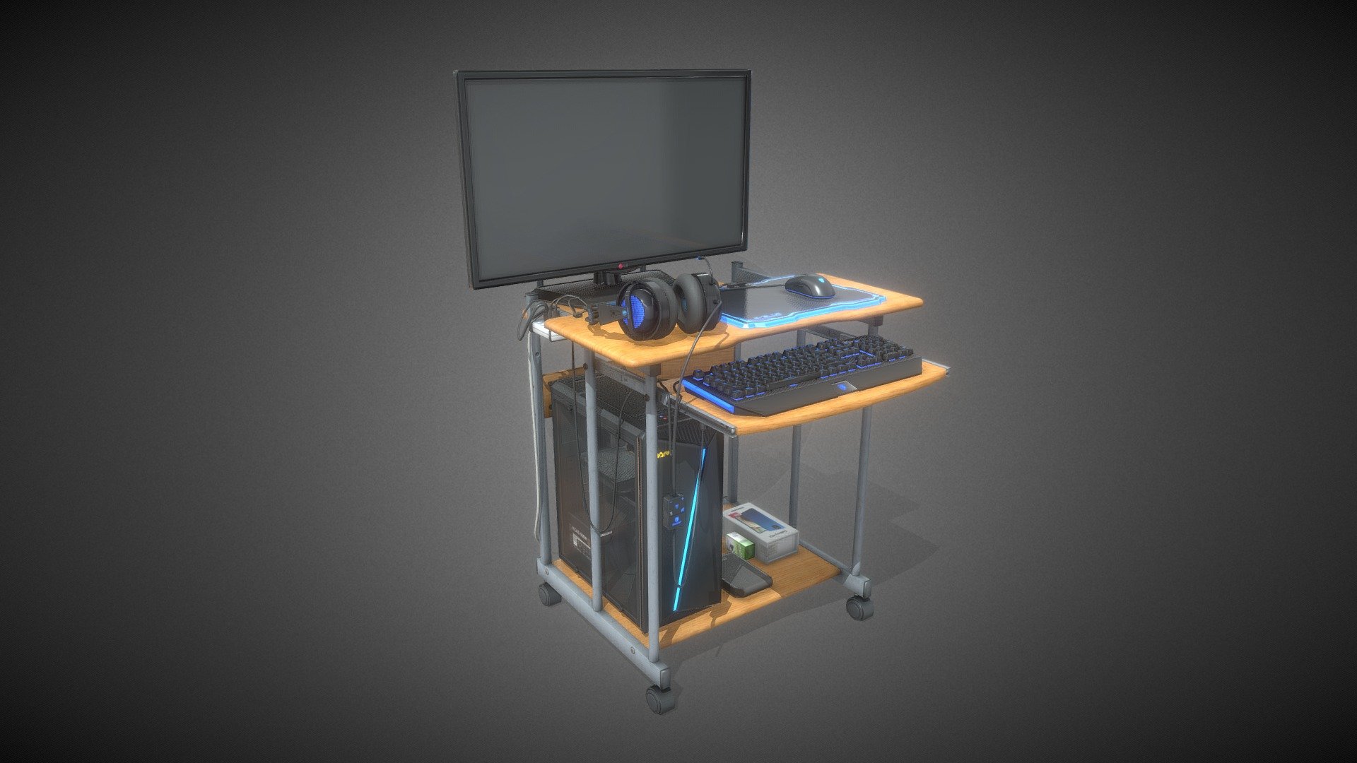 Desk And Computer (Desktop PC) 3d model