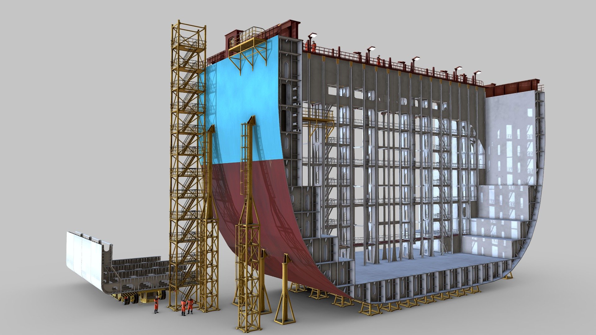 Container ship section 3d model