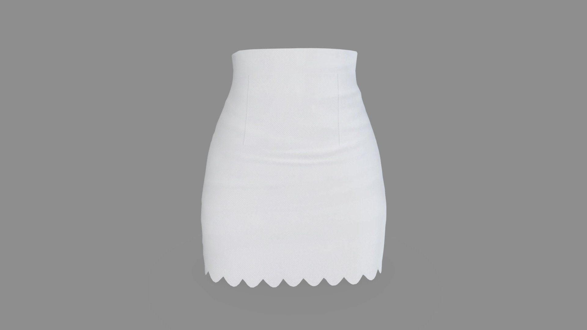 Scallops Bottom High Waist Mini Female Skirt 3d model