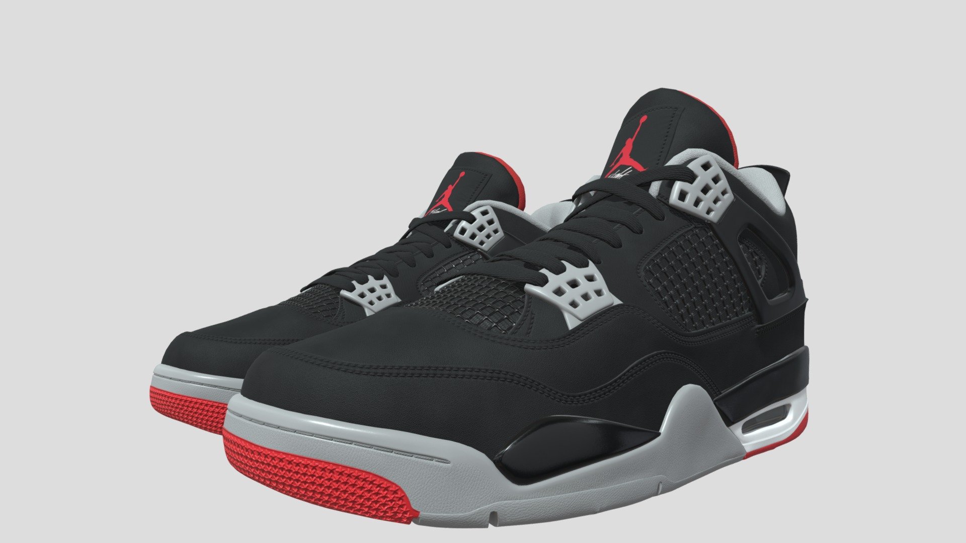 Jordan 4 Retro Bred PBR 3d model