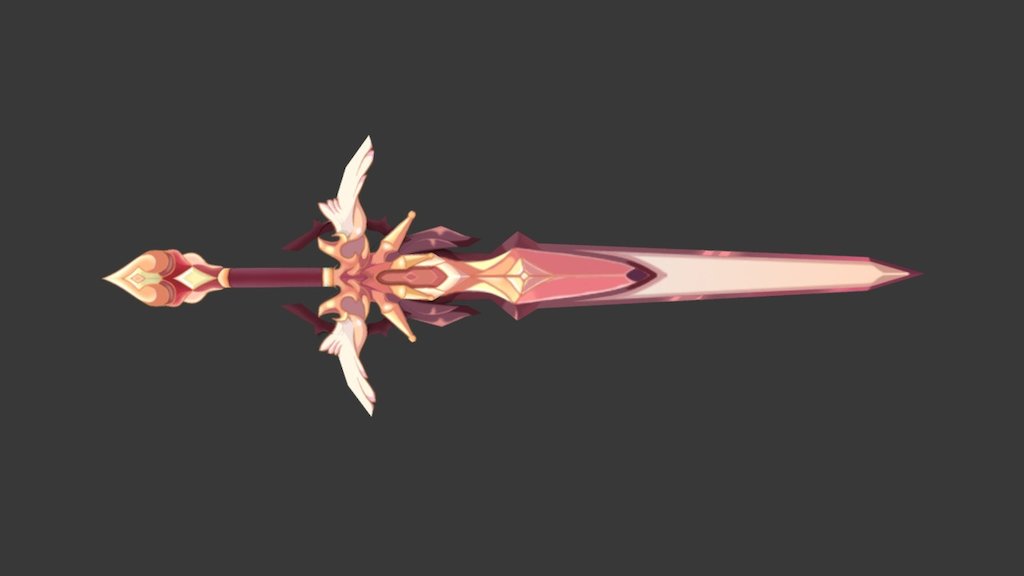 Lowpoly Handpaint Texture-Sword_002 3d model