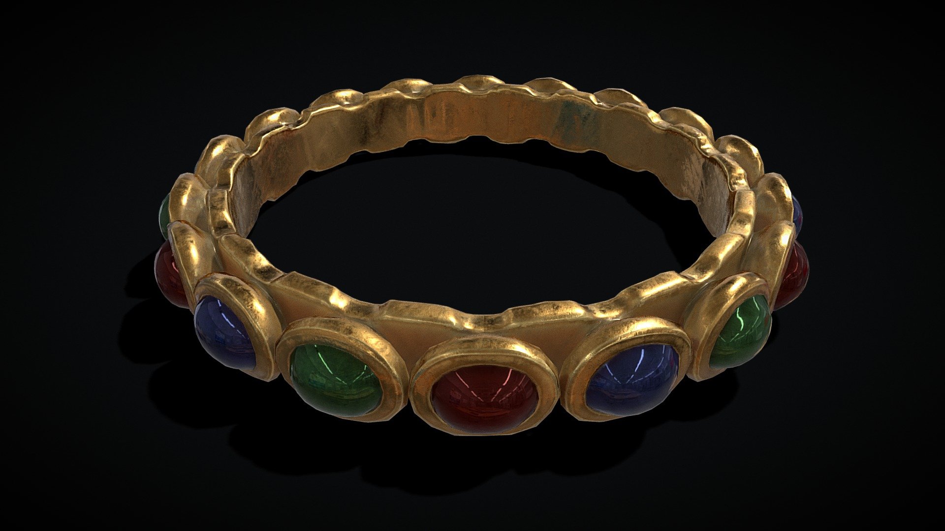 Gold Jeweled Bracelet 3d model