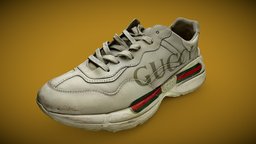 (W) Gucci Rhyton Leather Sneakers Logo