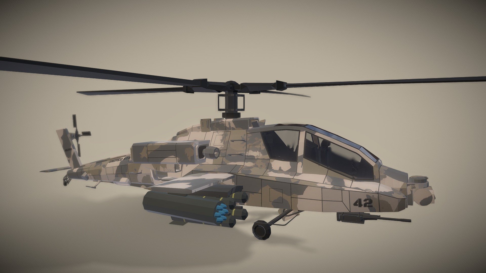 Stylized AH-64 Apache 3d model