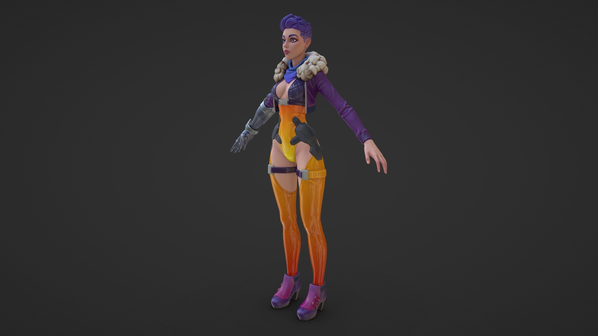 Blue hair 3d model