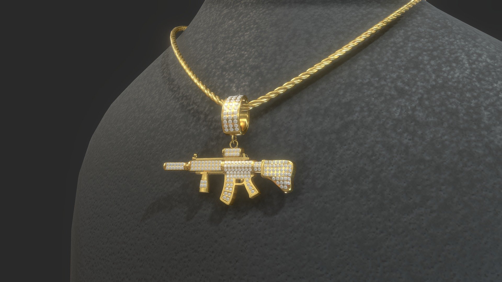 Gun Pendant Necklace 3d model