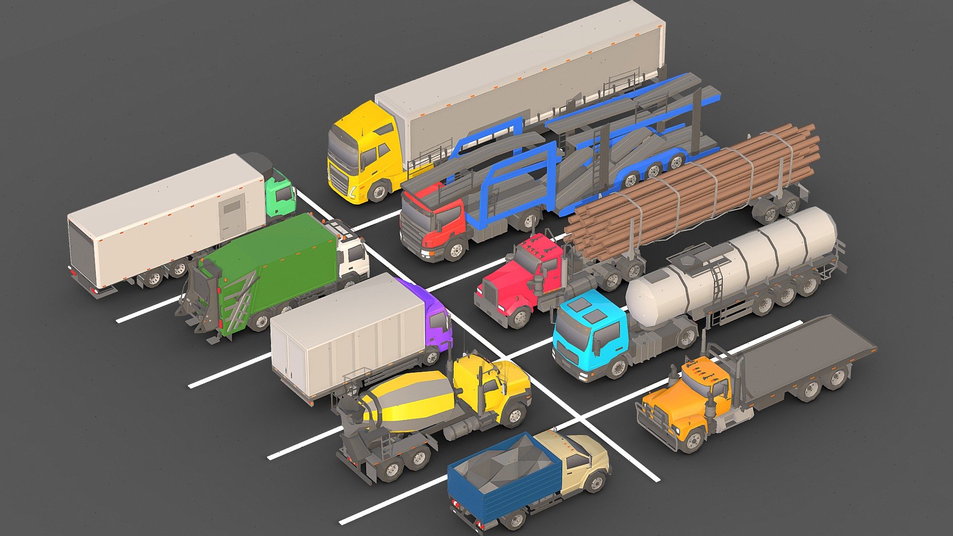 Low Poly Trucks 3d model