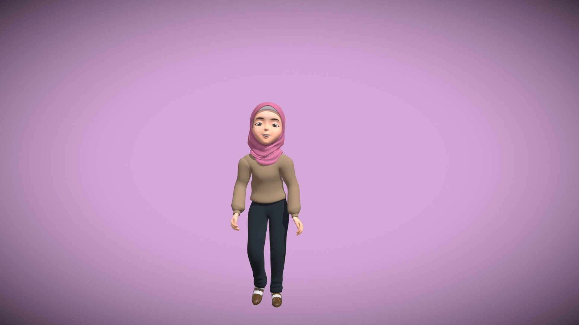 Muslim women (Animated) 3d model