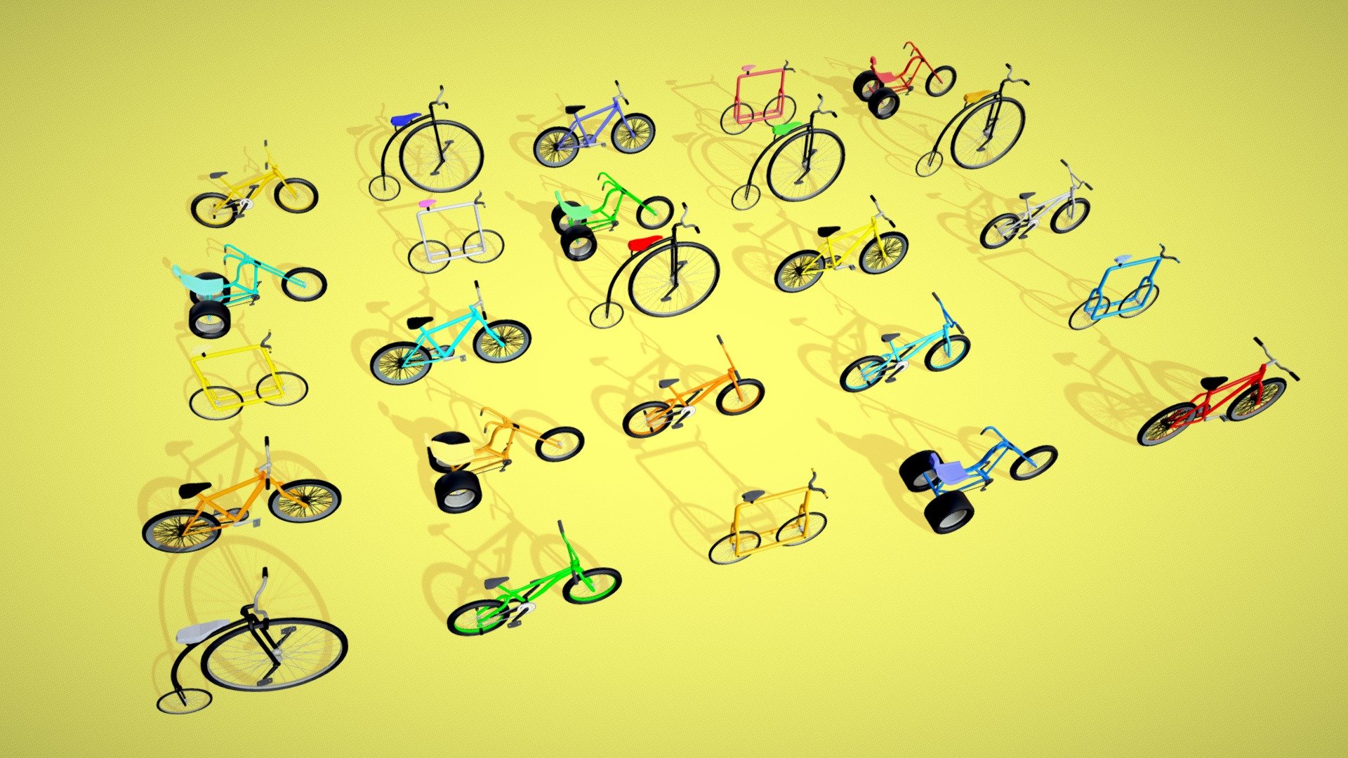 Low Poly Bicycles Pack 3D 3d model