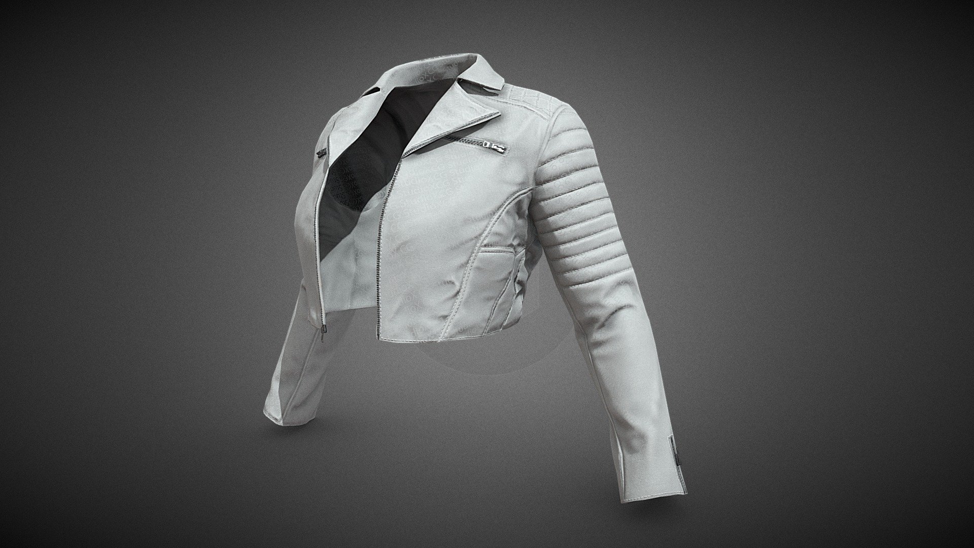 White Biker Jacket 3d model