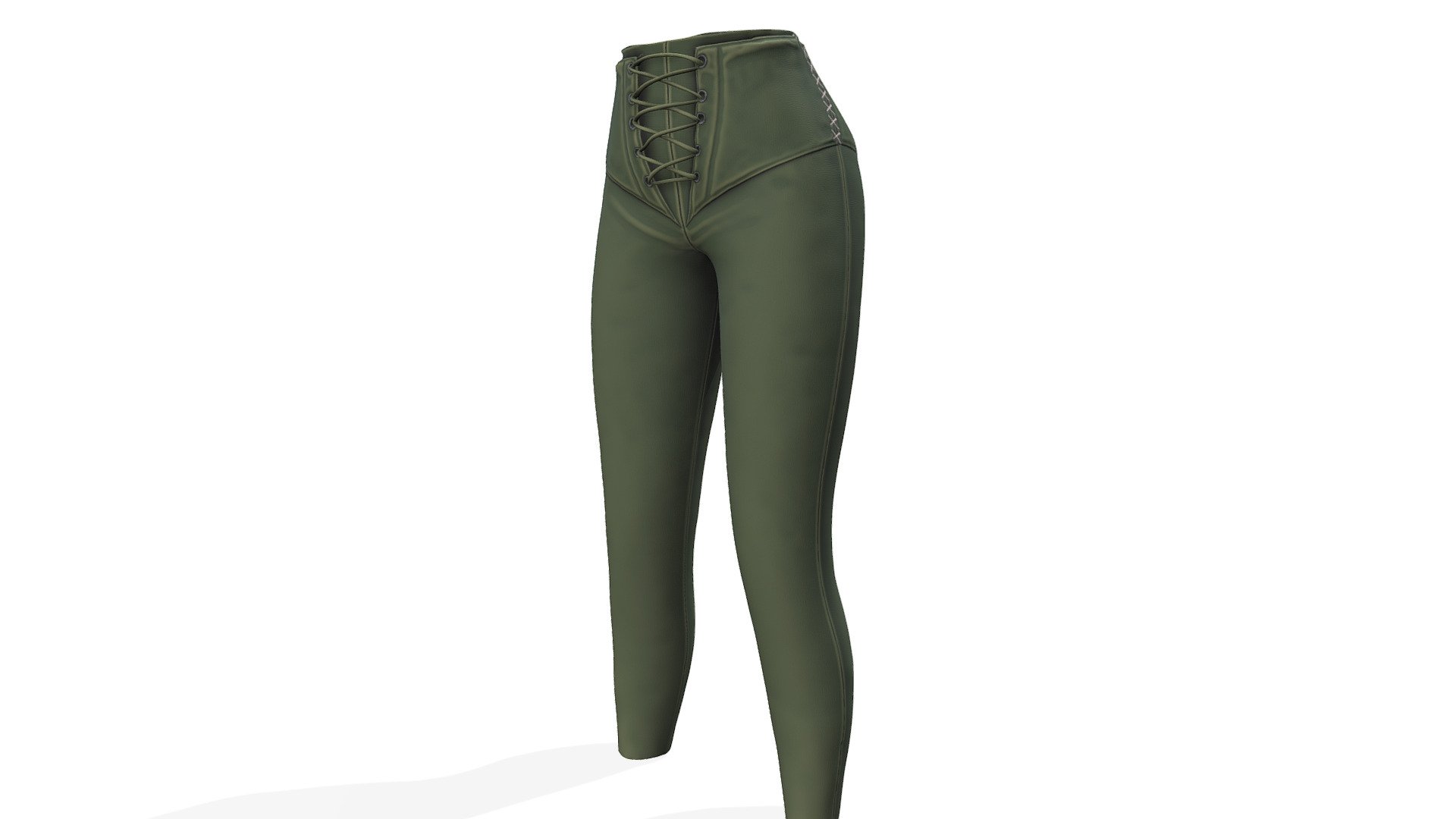 Female Lace Up Front Green Fantasy Pants 3d model