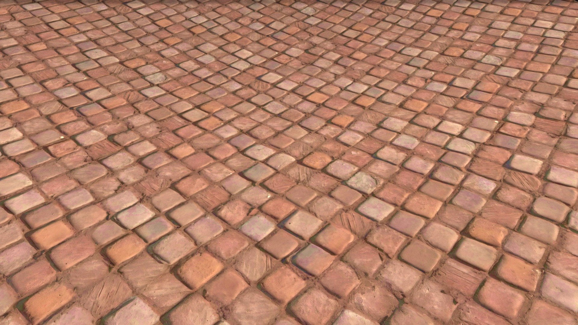 Terracotta worn tiled floor 3d model