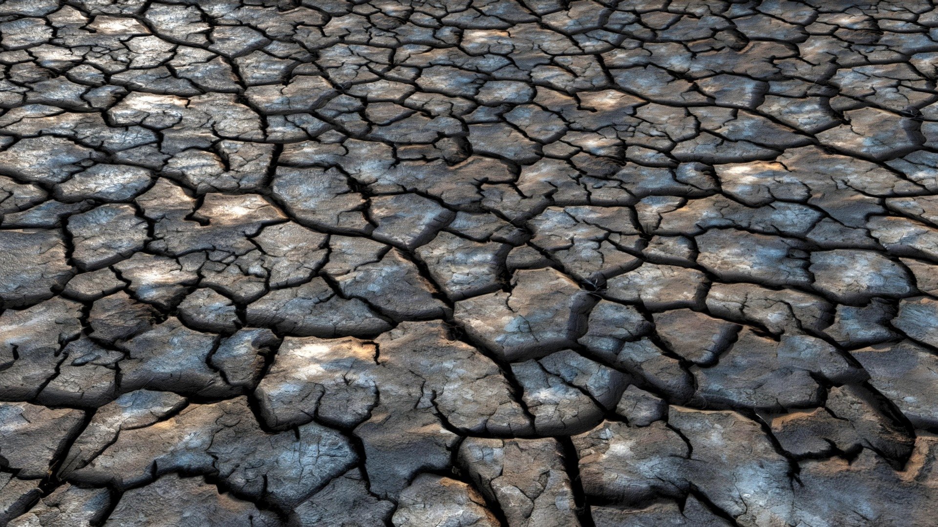 Dry and cracked dark clayey soil 3d model