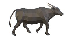 Animated Black Asian Bull Lowpoly Art Style