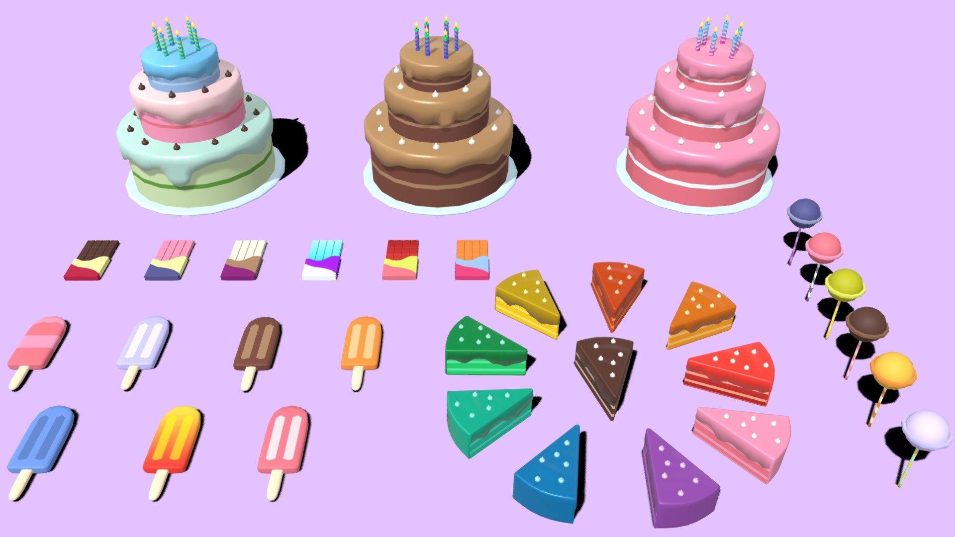 Sweet Dessert Pack (Low Poly) 3d model