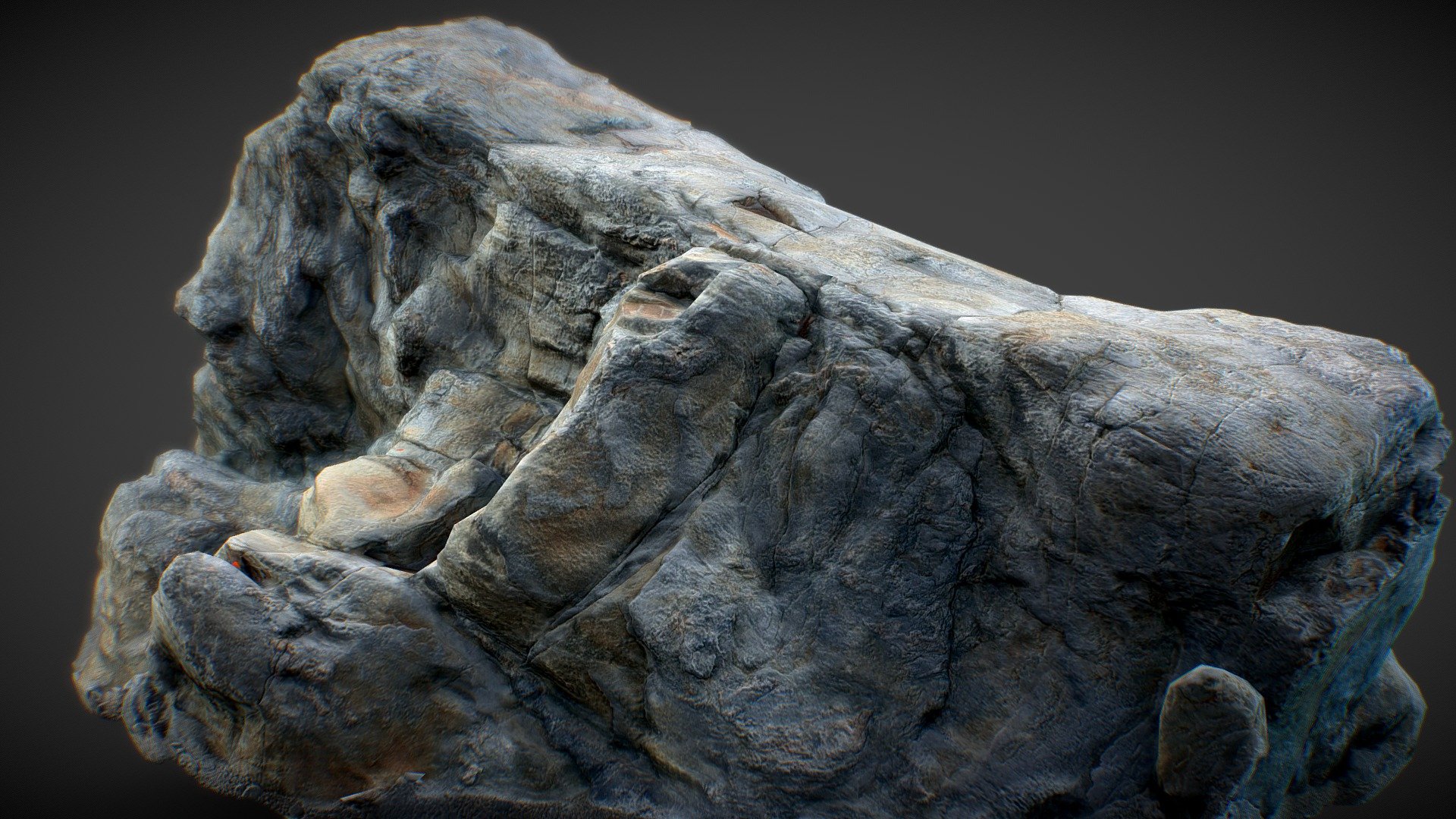 Gray photoscanned low poly rock 2 3d model