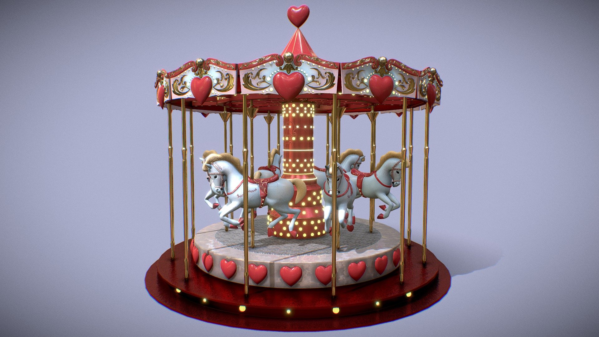 Valentine Carousel Horses 3d model