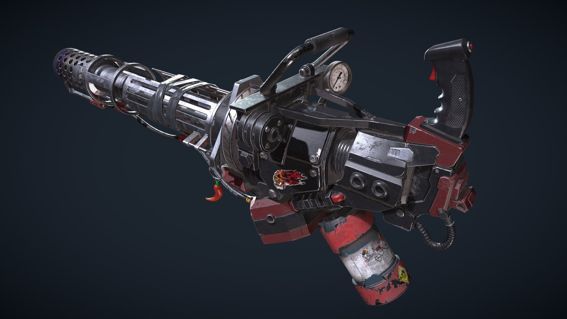 Minigun meets Flamethrower 3d model