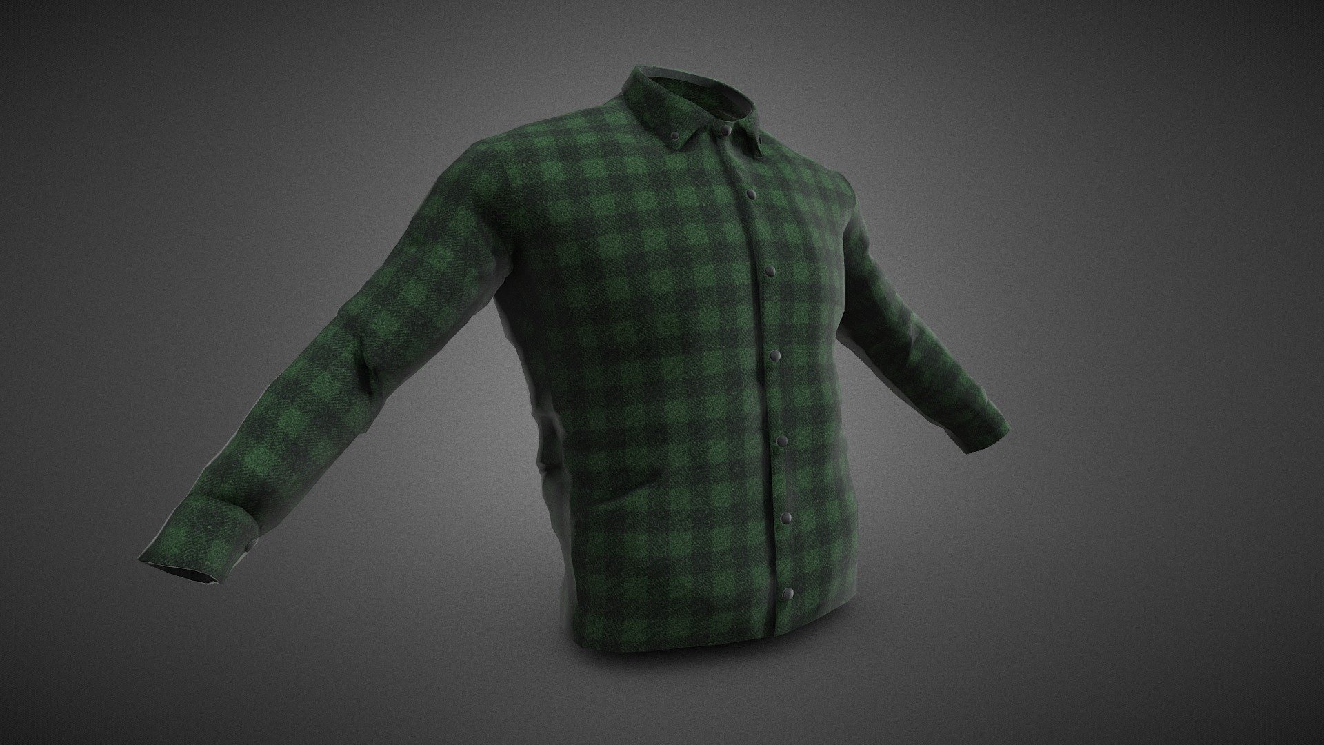 Green Flannel Button Up Shirt 3d model