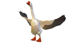 Animated Black Goose Lowpoly Art Style