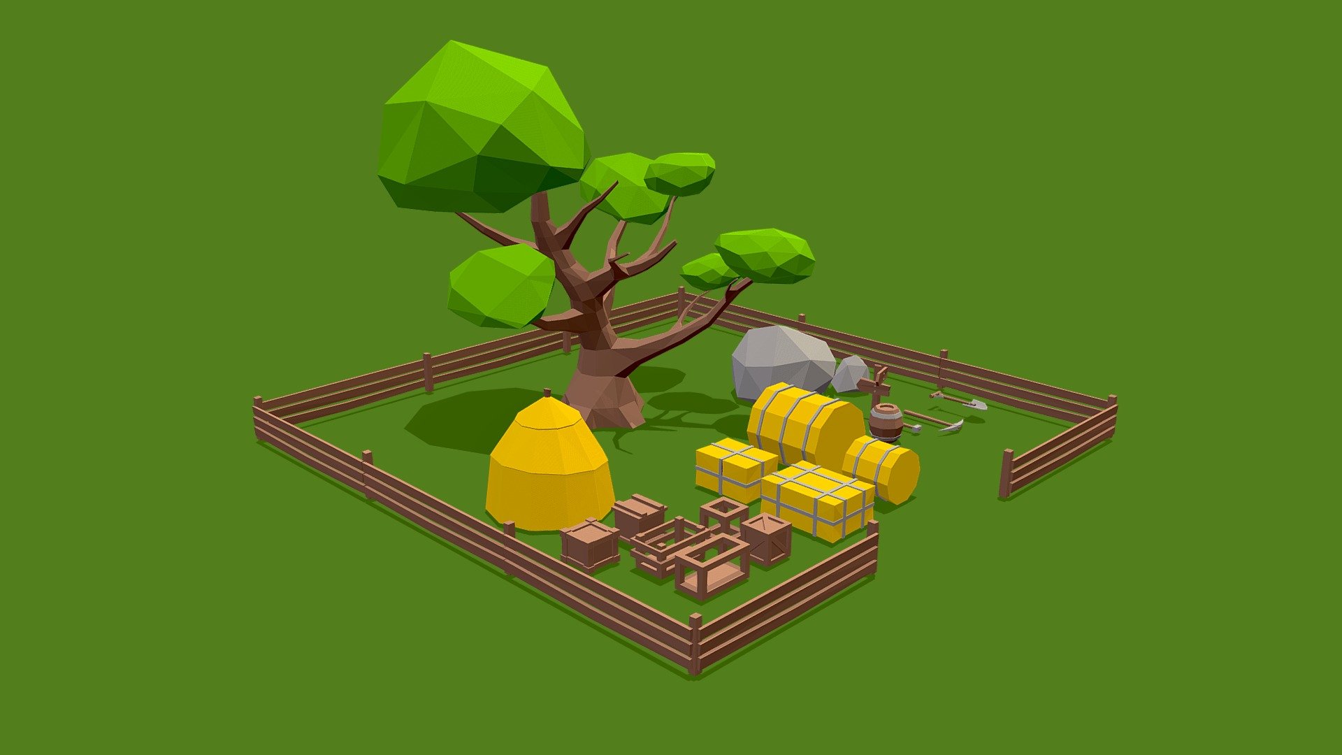 Low poly farm asset 3d model