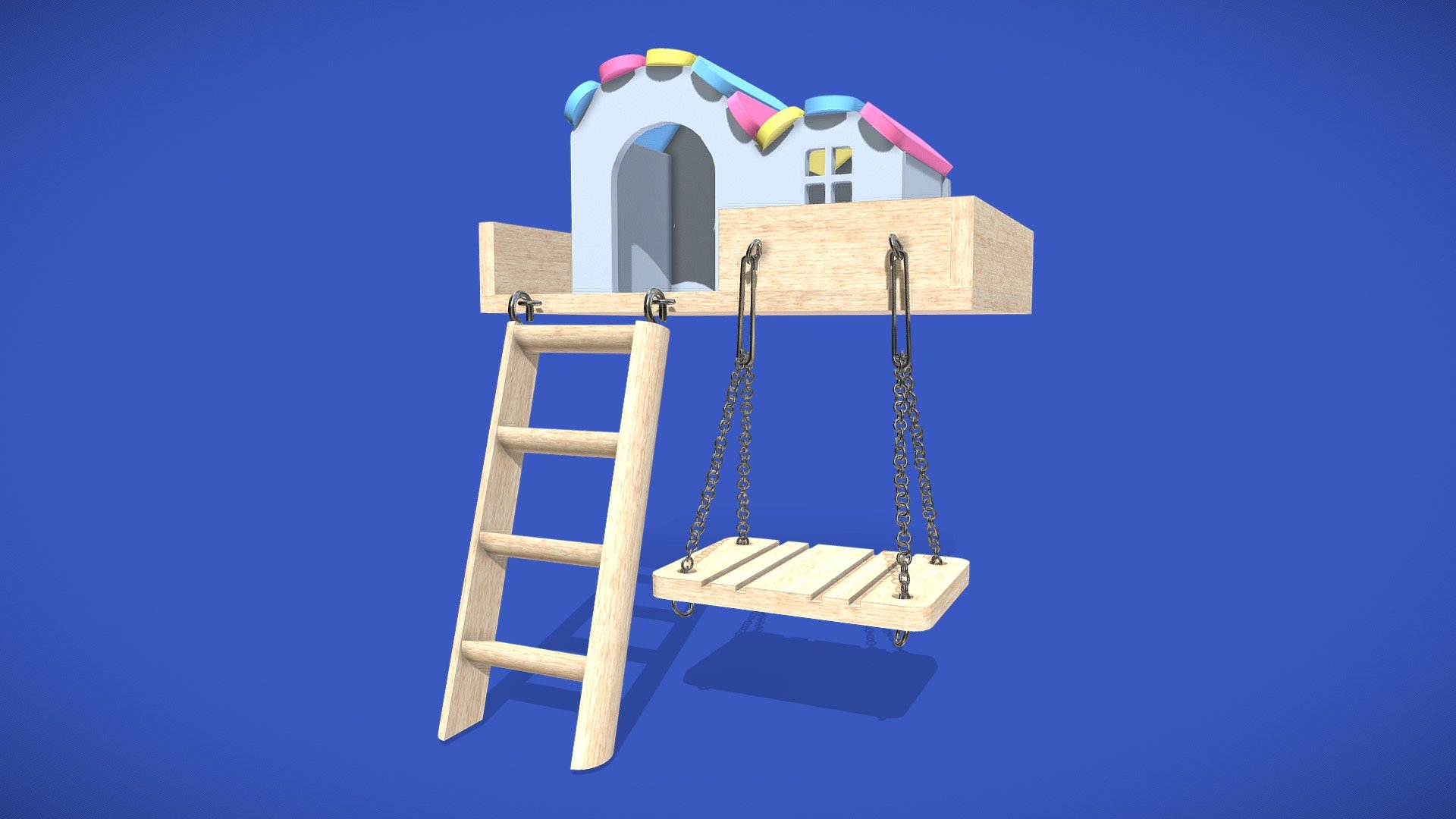 Mini House With Swing For Hamster Low-poly 3d model