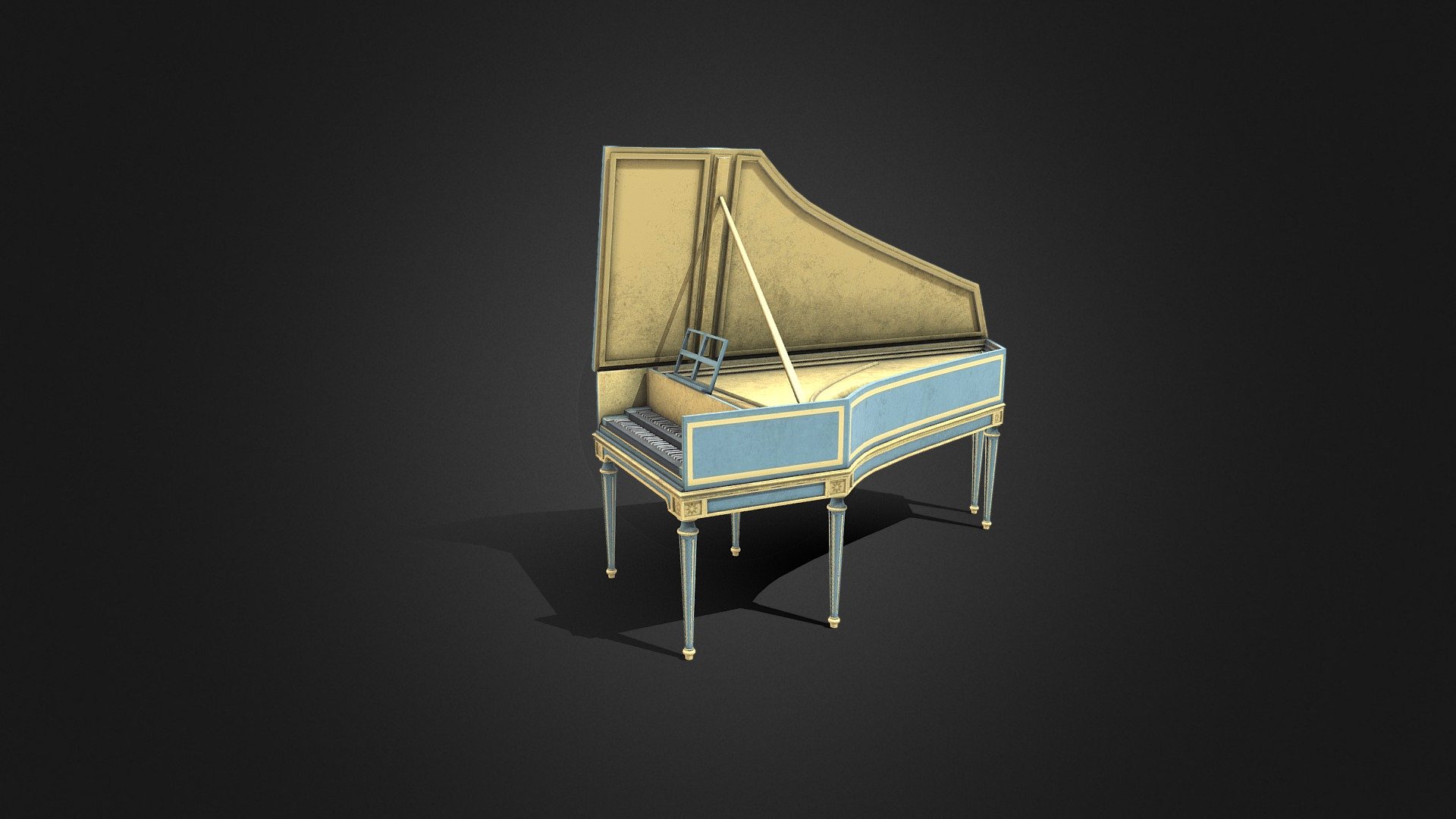 Baroque harpsichord of Louis XIV 3d model