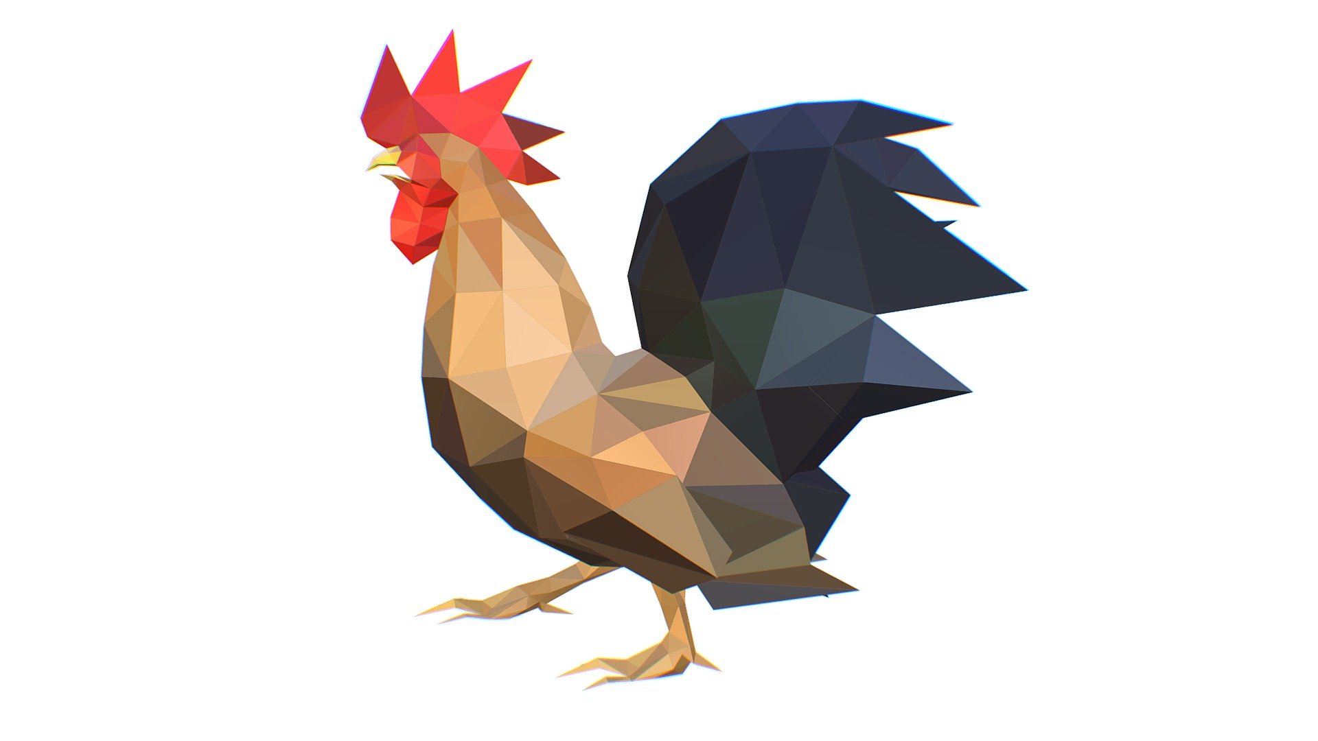 Animated Cock Lowpoly Art Style 3d model