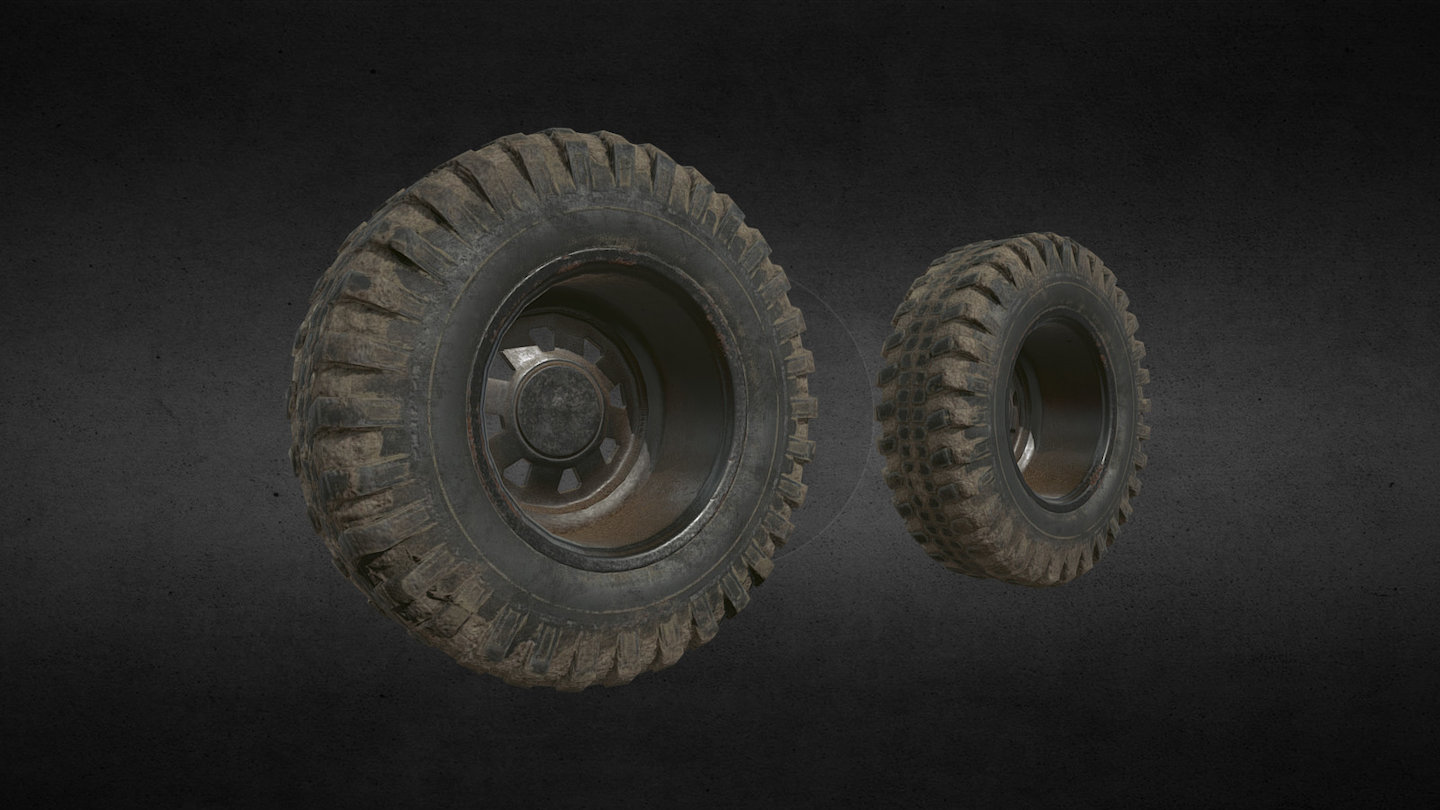 Two dirty wheels 3d model