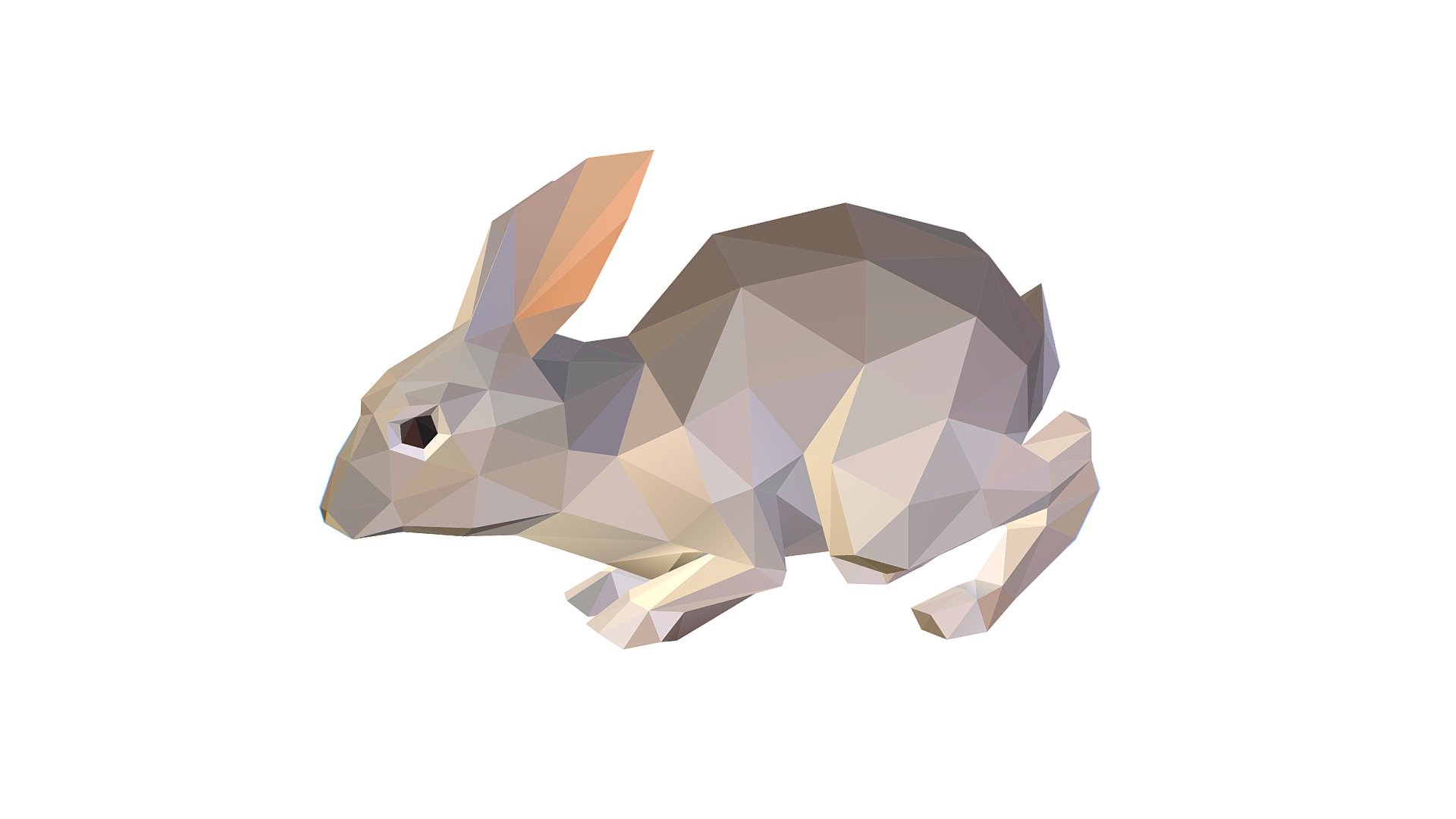 Animated Gray Banny Lowpoly Art Style 3d model