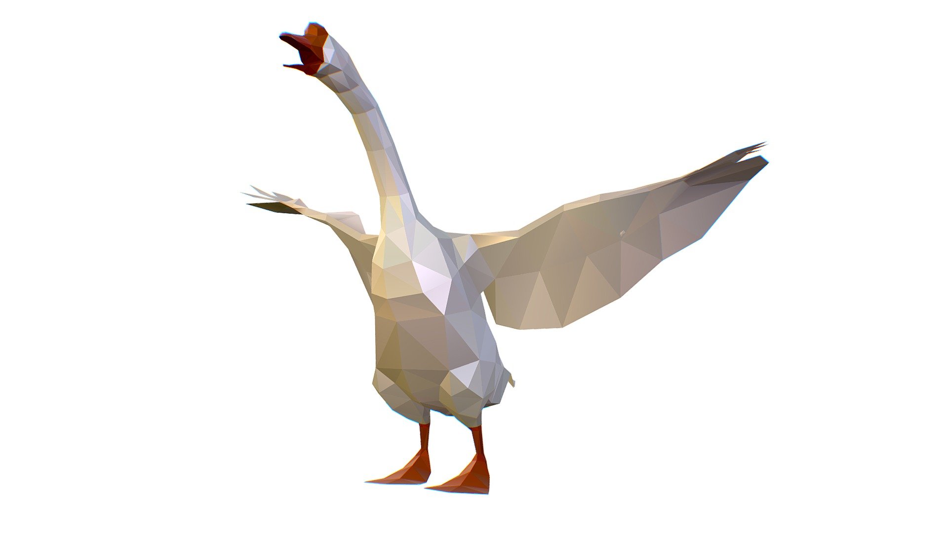 Animated White Goose Lowpoly Art Style 3d model