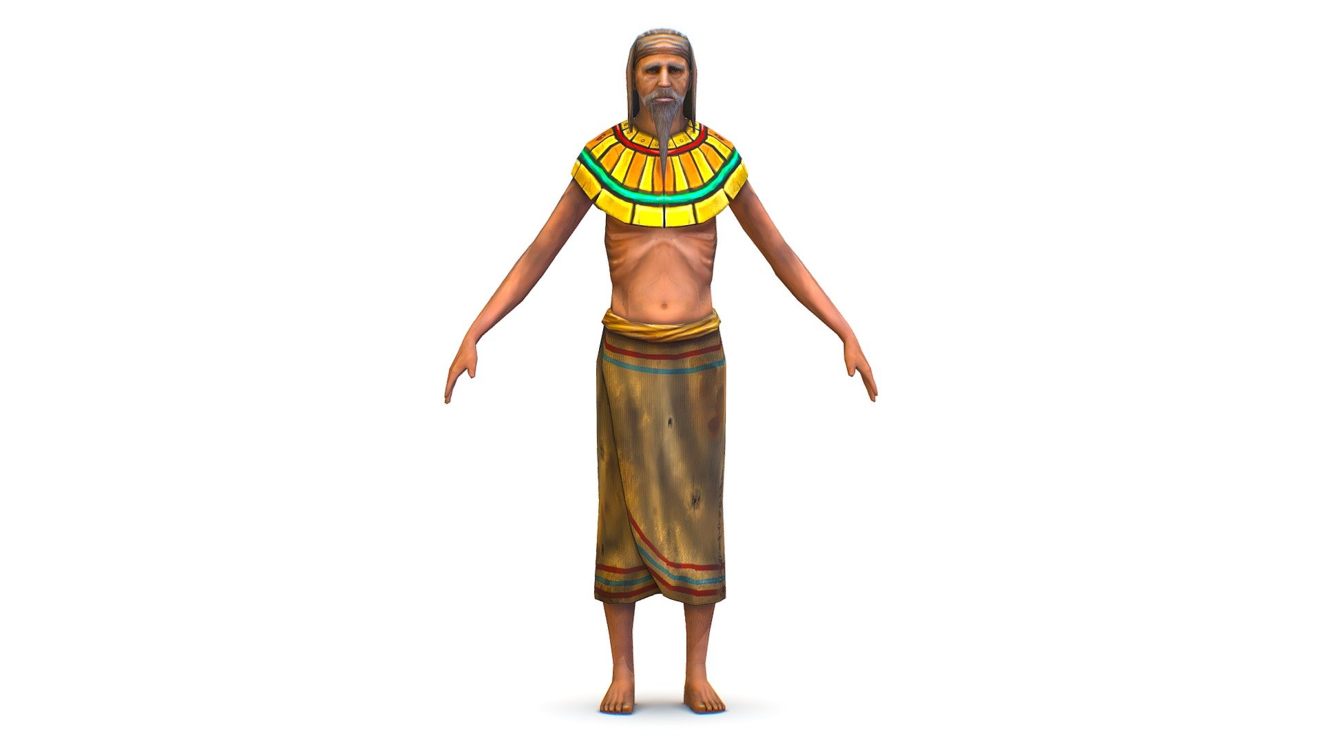 Skinny Old Man Headband Egyptian Style Necklace 3d model