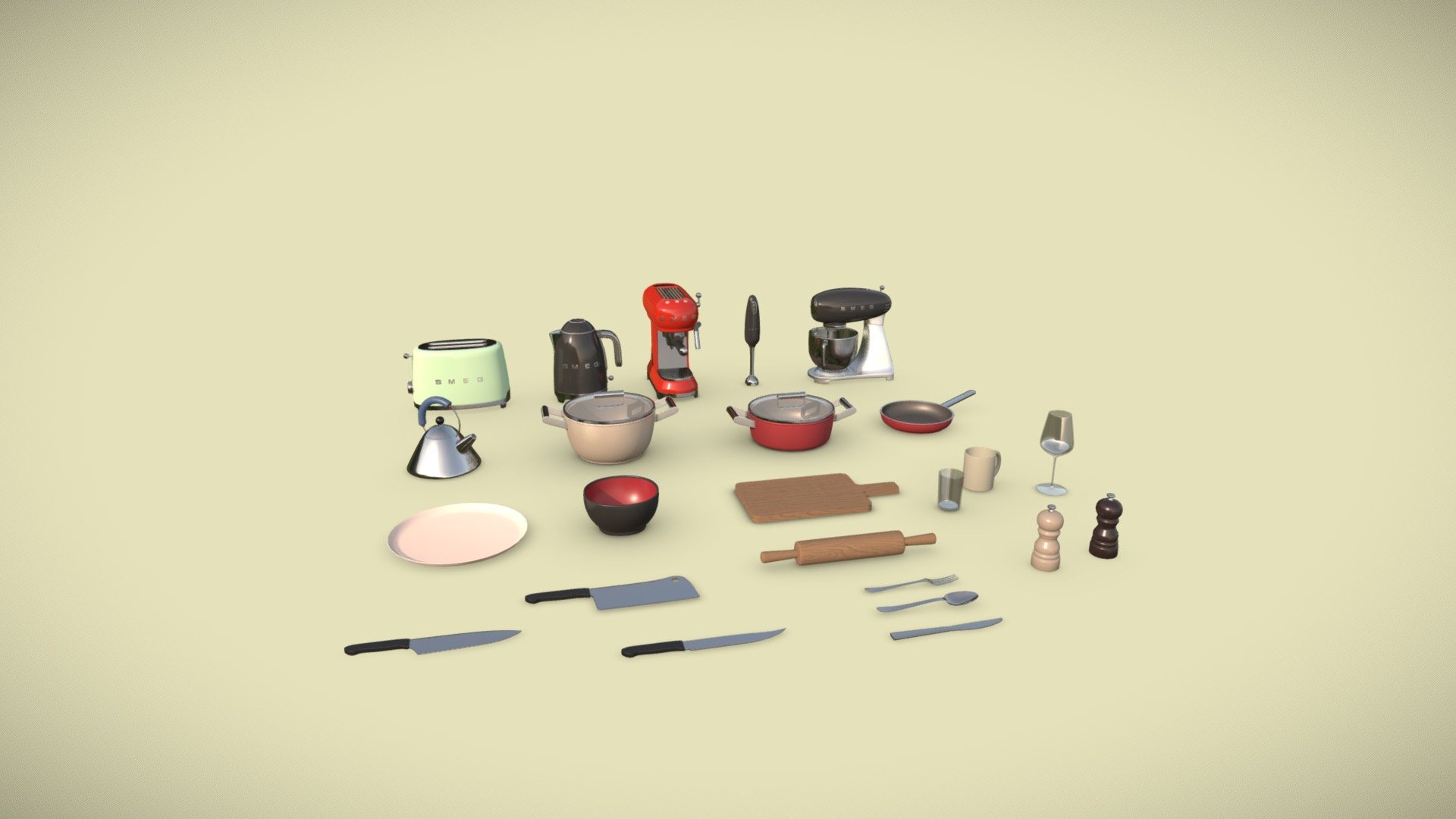 Kitchen Items Pack 3d model