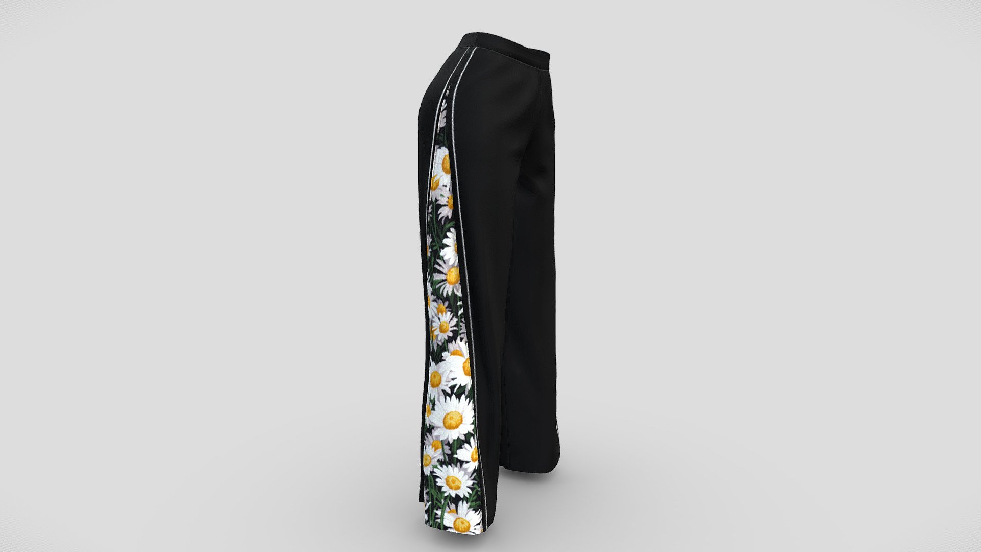 Female Palazzo Pants With Floral Side Panels 3d model