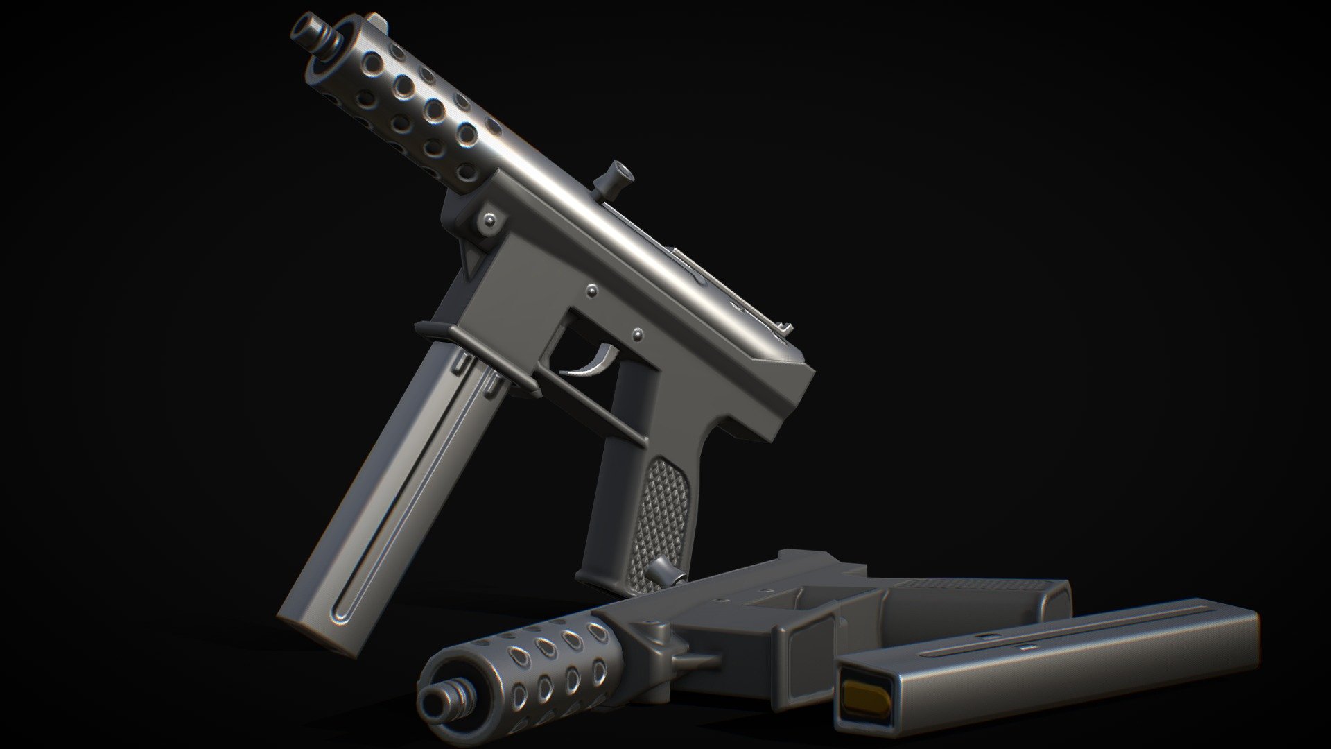 Lowpoly TEC-9 3d model