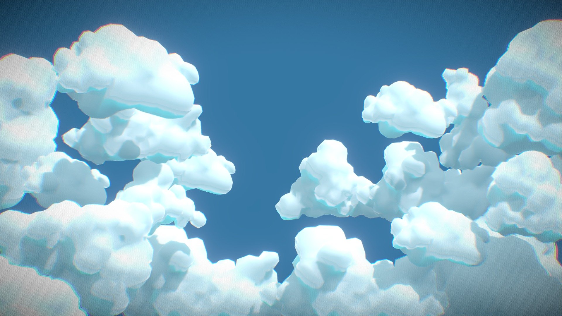 Clouds cartoon lowpoly 3d model