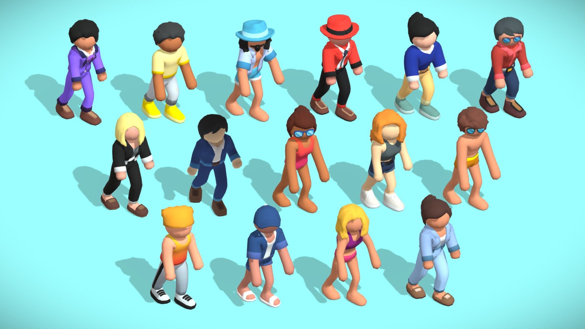 HyperCasual Animated Characters Pack (Rigged) 3d model