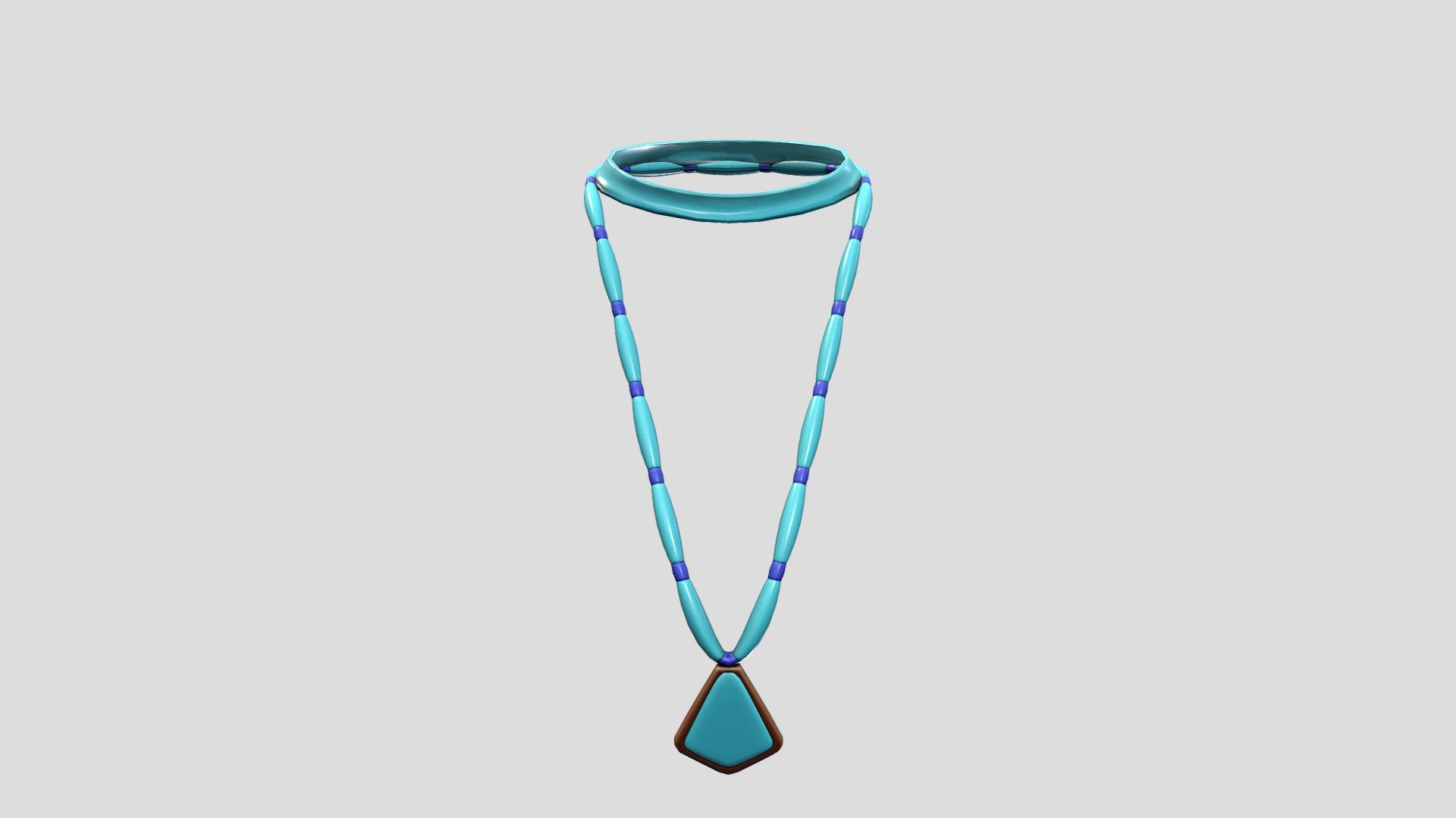 Female Retro Green Necklace 3d model