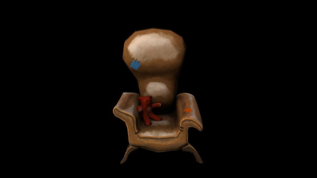 Creepy Teddy w/ Chair 3d model