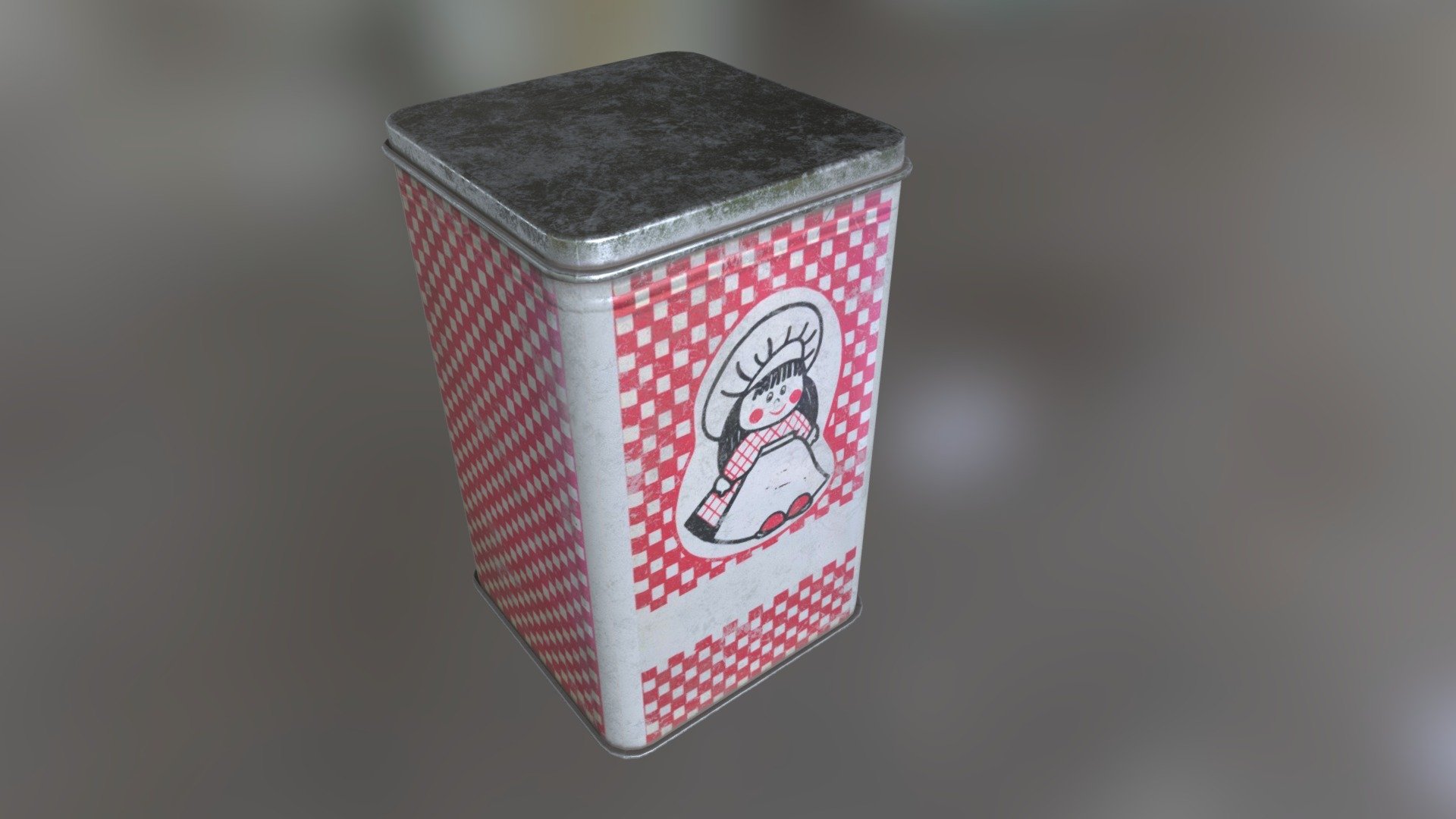 Soviet Era Kitchen Tin Container 3d model