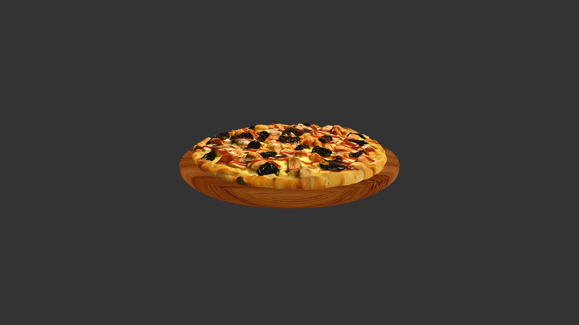 Піца Турчія (Plum_mushrooms_meat_pizza) 3d model