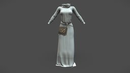 Female Sci-fi Fantasy Robe Dress With Belt Bag