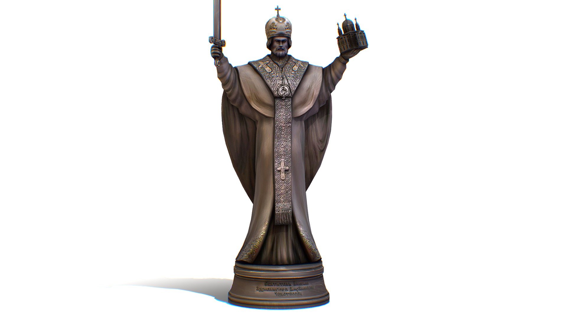 Bronze Monument Statue Priest Monk 3d model