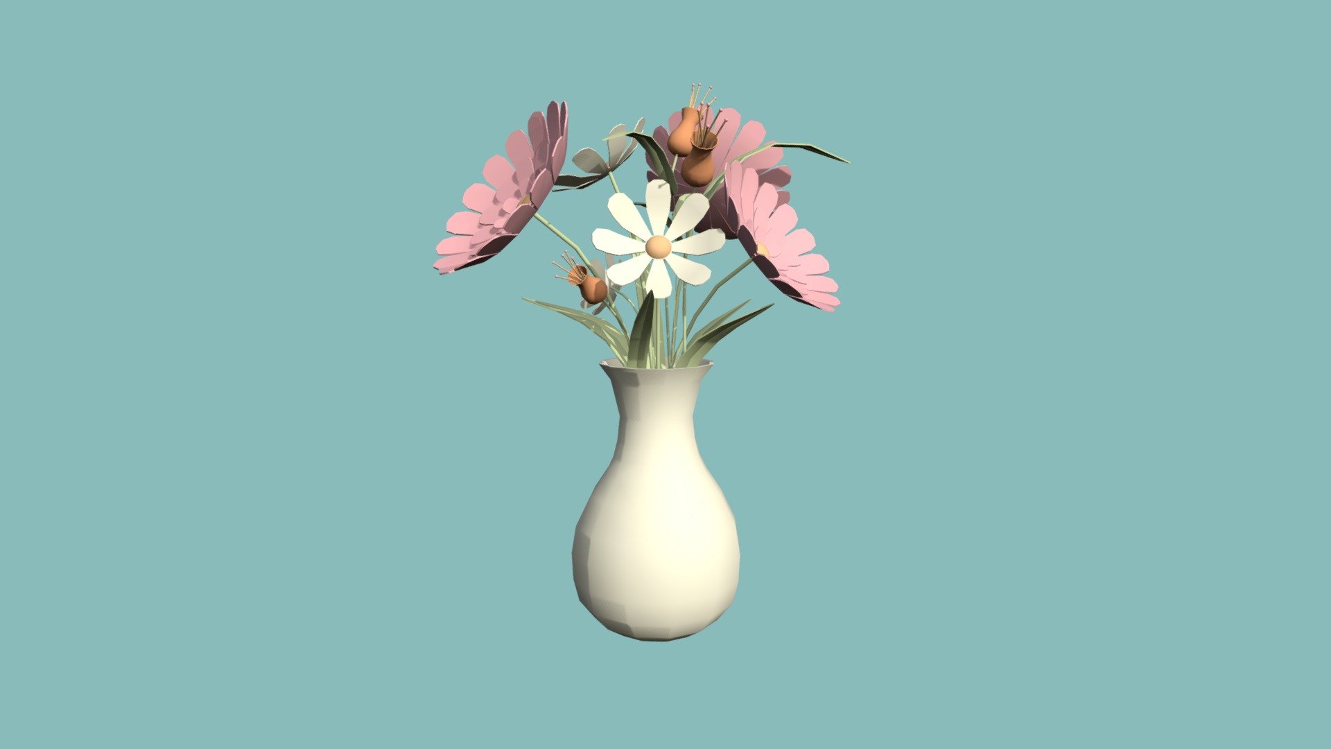 Vase with flowers 3d model