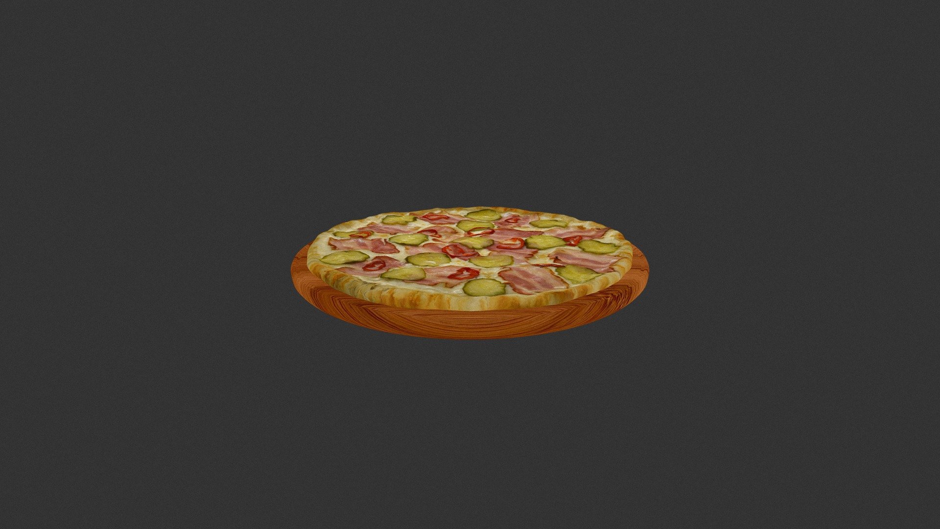 Піца Піканте (Cucumber_becon_meat_pizza) 3d model