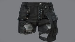 Female Distressed Denim Punk Shorts